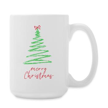 Green Christmas Tree Brush Style - Large Mug 440 ml - white - Right