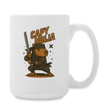 Shadow Capy – Ninja Capybara Shirt ⚔️ - Large Mug 440 ml - white - Right
