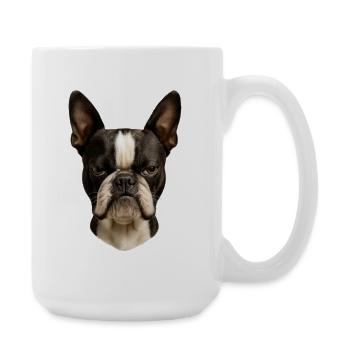 Boston Terrier Kopf Porträt - Große Tasse 440 ml - Weiß - Rechts