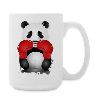 Boxender Panda – Lustiges Graffiti Stil Tiermotiv - Große Tasse 440 ml - Weiß - Rechts