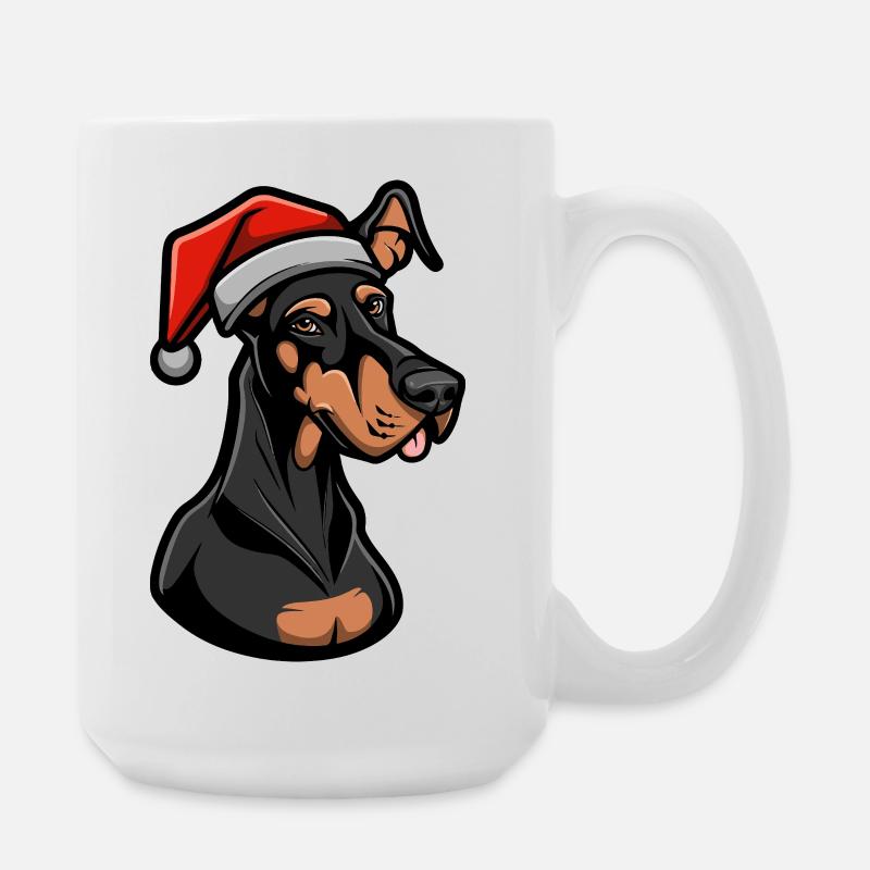 Dobermann Hund Weihnachten - Große Tasse 440 ml - Weiß
