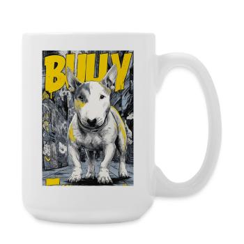 Bullterrier – Urbaner Streetdog im Comicstyle - Große Tasse 440 ml - Weiß - Rechts