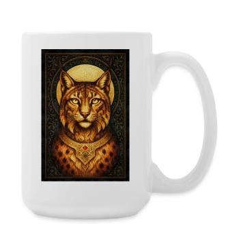 Lynx royal avec diadème doré - Grande tasse 440 ml - blanc - Droite