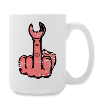 Middle Finger Stinky Finger Wrench Design - Large Mug 440 ml - white - Right