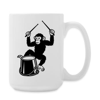 Trommel spielender Affe Cartoon Illustration - Große Tasse 440 ml - Weiß - Rechts