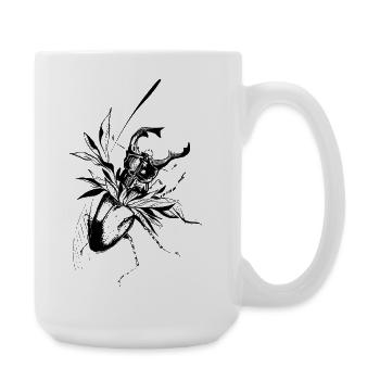 Zwischen Natur und Leben - der Hirschkäfer erwacht - Große Tasse 440 ml - Weiß - Rechts