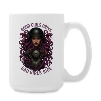 Medusa Biker Bad Girls Ride - Large Mug 440 ml - white - Right