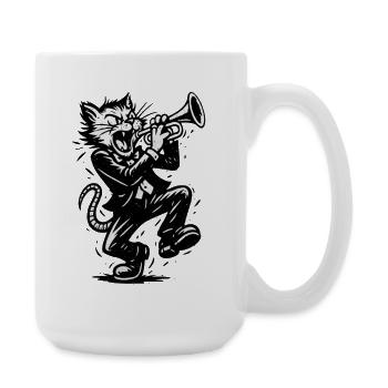 Trompette chat jazz en rockabilly - Grande tasse 440 ml - blanc - Droite