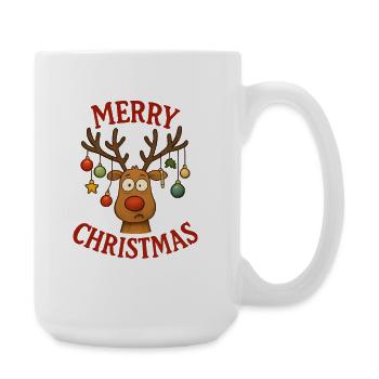 Hirsch Rudolph Frohe Weihnachten süß - Große Tasse 440 ml - Weiß - Rechts