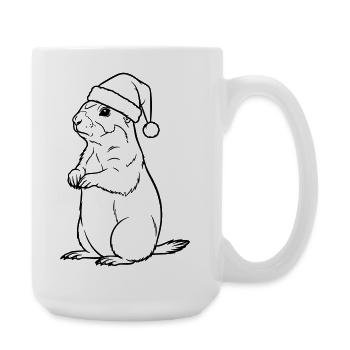Weihnachts-Erdmännchen mit Mütze – Süßes Design - Große Tasse 440 ml - Weiß - Rechts