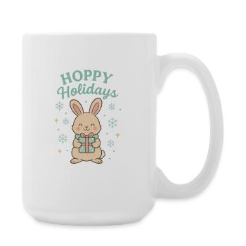 Hoppy Holidays Hase mit Geschenk - Weihnachtshase - Große Tasse 440 ml - Weiß - Rechts