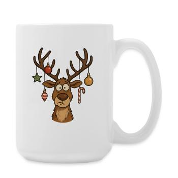 Hirsch Rudolph Frohe Weihnachten süß - Große Tasse 440 ml - Weiß - Rechts
