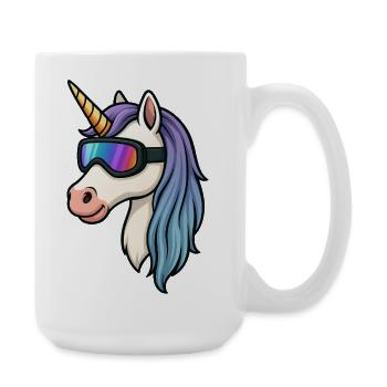 Licorne avec des lunettes de ski cool - Grande tasse 440 ml - blanc - Droite