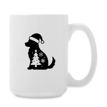Zwei Schneeflocken auf Schwarz - Große Tasse 440 ml - Weiß - Rechts