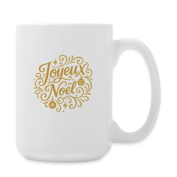 Joyeux Noël doré sur noir - Grande tasse 440 ml - blanc - Droite