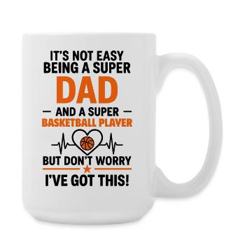 Herz + Basketball – Super Papa Basketballspieler - Große Tasse 440 ml - Weiß - Rechts