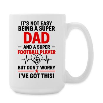 Herz + Fußball – Super Papa Fußballspieler - Große Tasse 440 ml - Weiß - Rechts