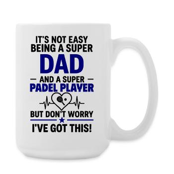 Herz + Padel – Super Papa Padelspieler - Große Tasse 440 ml - Weiß - Rechts