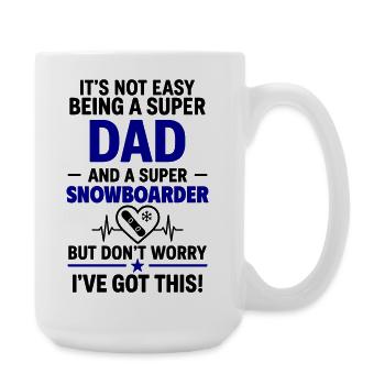 Herz + Snowboard – Super Papa Snowboarder - Large Mug 440 ml - white - Right