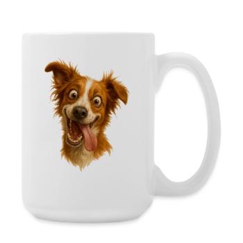 Laughing dog with tongue - Large Mug 440 ml - white - Right