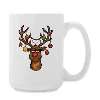 Hirsch Rudolph Frohe Weihnachten - Große Tasse 440 ml - Weiß - Rechts