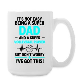 Herz + Volleyball – Super Papa Volleyballspieler - Große Tasse 440 ml - Weiß - Rechts