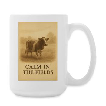 Calm in the Fields Vintage Cow - Large Mug 440 ml - white - Right