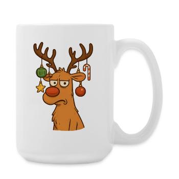 Reindeer with Christmas Decorations Cartoon - Large Mug 440 ml - white - Right