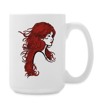 Jolie fille aux cheveux rouges - Grande tasse 440 ml - blanc - Droite