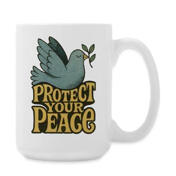 Schützen Sie Ihren Friedenstaube Retro-Druck - Große Tasse 440 ml - Weiß - Rechts