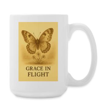 Gnade im Flug Schmetterlingsblüte - Große Tasse 440 ml - Weiß - Rechts