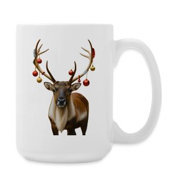 Rentier Weihnachts Reh Hirsch - Große Tasse 440 ml - Weiß - Rechts