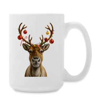 Renne de Noël avec des bijoux - Grande tasse 440 ml - blanc - Droite