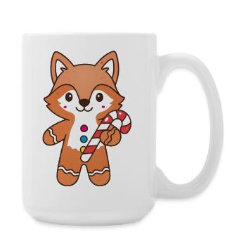 Niedlicher Lebkuchen Fuchs mit Zuckerstange - Große Tasse 440 ml - Weiß - Rechts