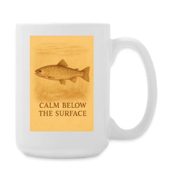 Empreinte de truite calme sous la surface - Grande tasse 440 ml - blanc - Droite