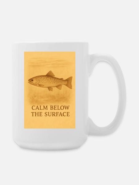 Ruhe unter der Oberfläche – Forellenabdruck - Große Tasse 440 ml - Weiß