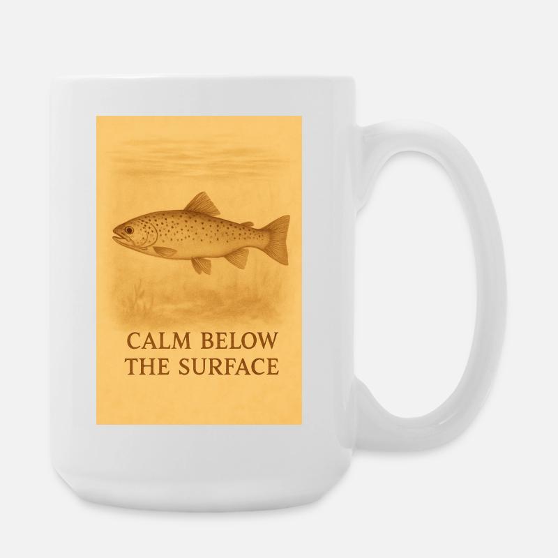 Ruhe unter der Oberfläche – Forellenabdruck - Große Tasse 440 ml - Weiß