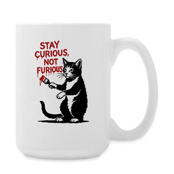 Neugierige Katzenkunst Druck - Große Tasse 440 ml - Weiß - Rechts
