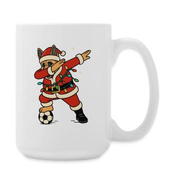Dabbing Schäferhund Weihnachtsmann Fußball - Große Tasse 440 ml - Weiß - Rechts