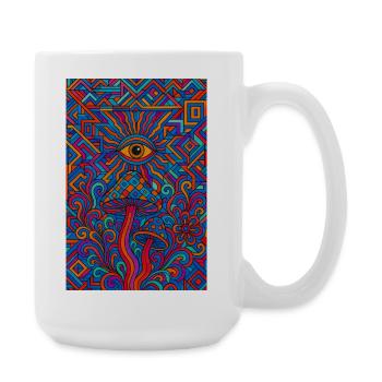 Psychedelic Eye and Mushrooms - Grande tasse 440 ml - blanc - Droite