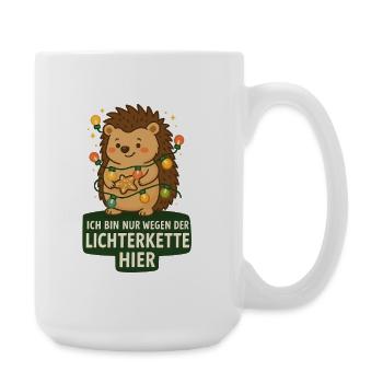 Igel mit Lichterkette - Große Tasse 440 ml - Weiß - Rechts