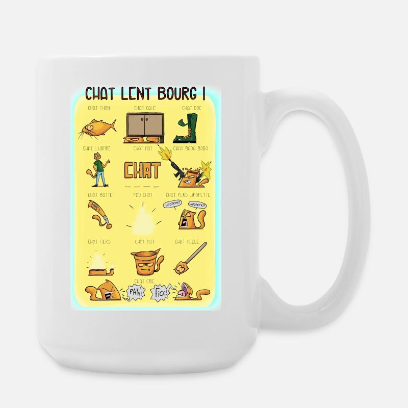 Chat lent bourg - Grande tasse 440 ml - blanc