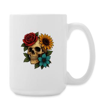 Skull & Bloom Fusion Art – Bold Floral Skeleton De - Large Mug 440 ml - white - Right