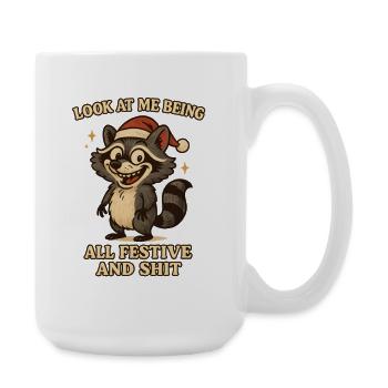 Joyeuse des ratons laveurs festifs - Grande tasse 440 ml - blanc - Droite