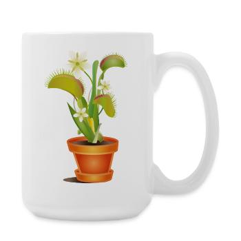 Venusfliegenfalle im Topf – bunte Illustration - Große Tasse 440 ml - Weiß - Rechts