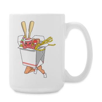 Laufender Nudelkämpfer in lustigen Takeout-Box-Kunst - Große Tasse 440 ml - Weiß - Rechts