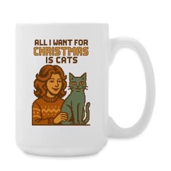 All I want for Christmas Katzen - Große Tasse 440 ml - Weiß - Rechts