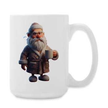 Grumpy Winter Grandpa with Coffee Mug Santa - Large Mug 440 ml - white - Right