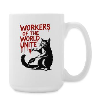 Katze und rote Typografie - Große Tasse 440 ml - Weiß - Rechts