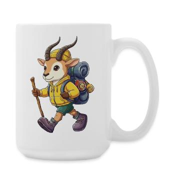 Niedliche Antilopen-Wander-Camping-Abenteuer-Rucksacktouristin - Große Tasse 440 ml - Weiß - Rechts